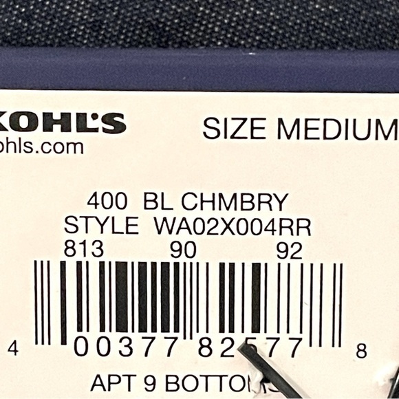 Nwt APT. 9 Size M Blue Chambray Pull On Shorts - Picture 6 of 6